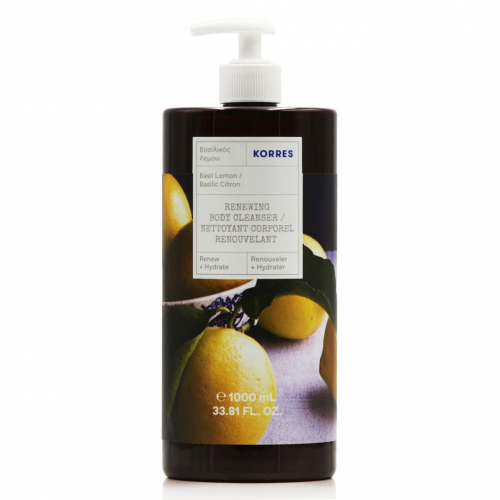 Korres Renewing Body Cleanser Basil Lemon Αφρόλουτρο Βασιλικός Λεμόνι 1000ml
